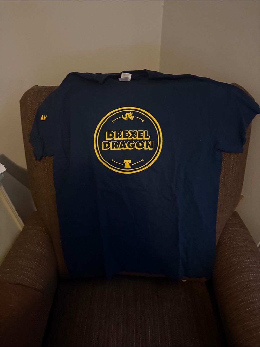 Gildan Navy Shirt with Yellow Drexel Crest